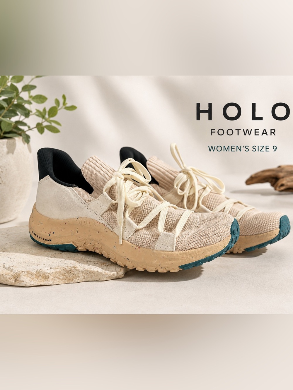 HOLO Maverick Footwear Eco Knit Trail Women’s Size 9 Beige Sustainable Running